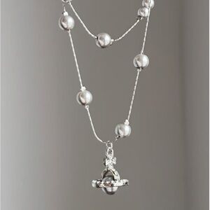 Y2K Planet Layered Necklace Double Chain